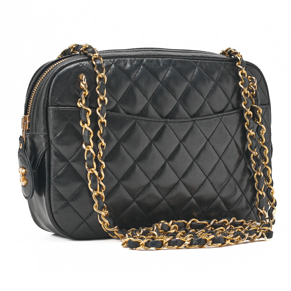 CHANEL Chain Shoulder Matlasse with Pull Charm Lambskin Black Gold Fittings Women's Bag Brand [Used] [Free Shipping]
