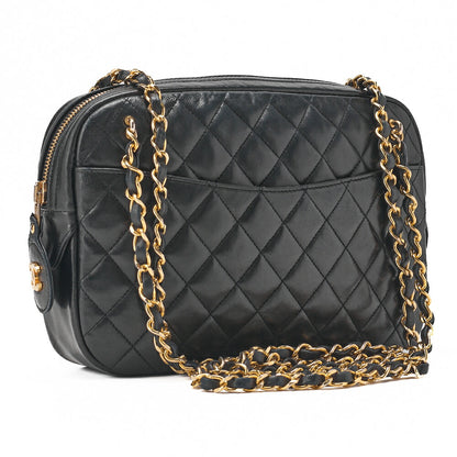 CHANEL Chain Shoulder Matlasse with Pull Charm Lambskin Black Gold Fittings Women's Bag Brand [Used] [Free Shipping]