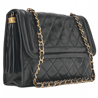 CHANEL Chain Shoulder Bag Mattrasse Coco Mark Fringe Lambskin Black (Gold Fittings) Women's Bag High Brand [Used] [Free Shipping]