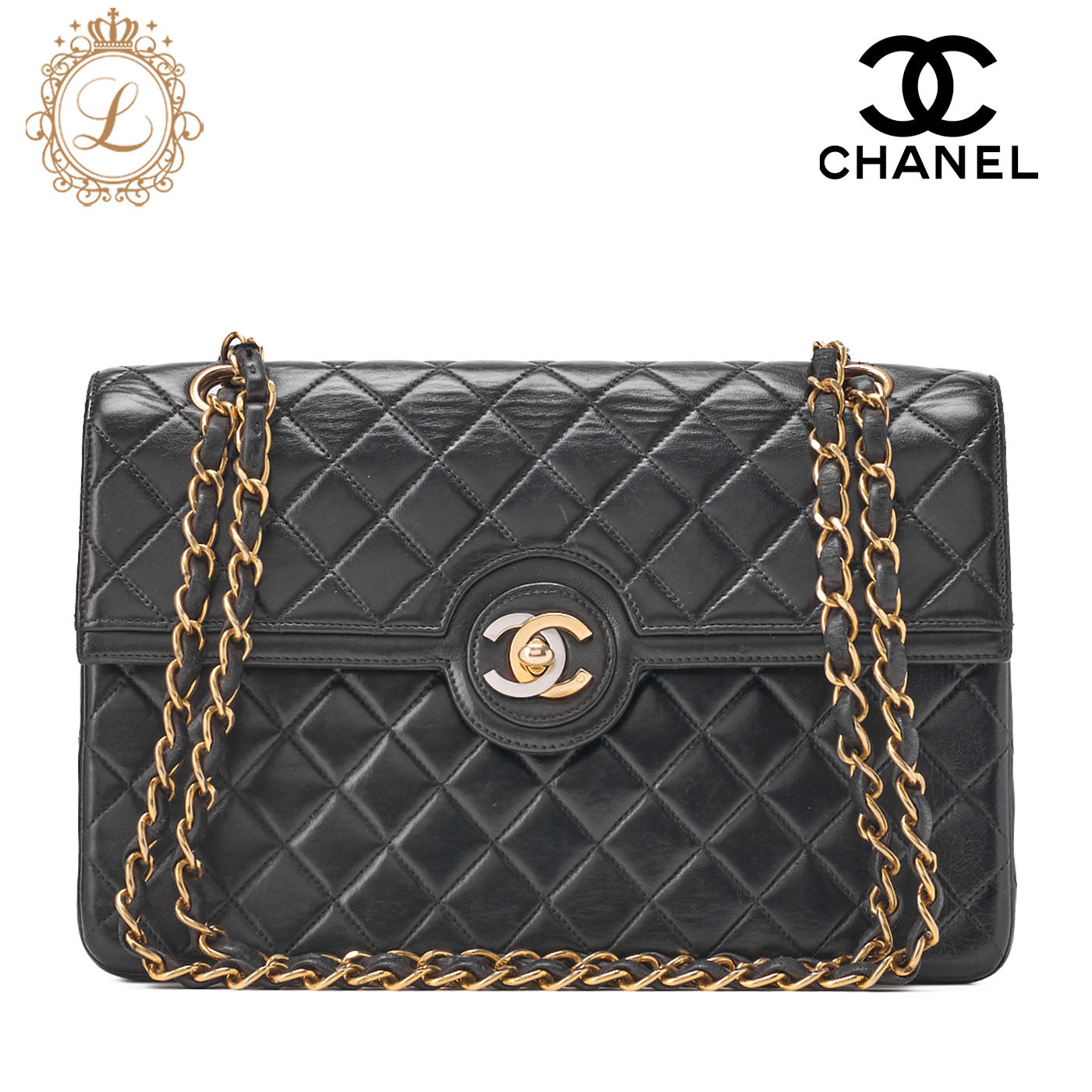 CHANEL Chain Shoulder Bag Matlasse Paris Limited Turnlock Lambskin Black Gold Fittings Brand [Used] [Free Shipping]