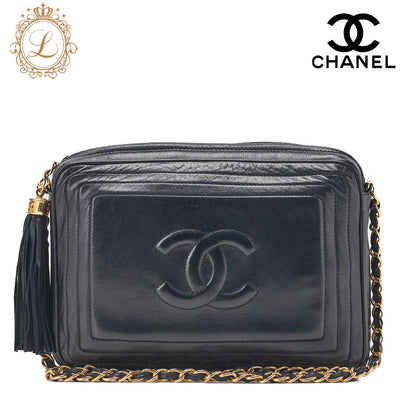 CHANEL Coco Mark with Fringe Chain Shoulder Lambskin Navy (Gold Fittings) Women's Bag Women's Bag High Brand [Used] [Free Shipping]