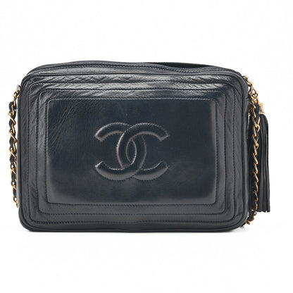 CHANEL Coco Mark with Fringe Chain Shoulder Lambskin Navy (Gold Fittings) Women's Bag Women's Bag High Brand [Used] [Free Shipping]