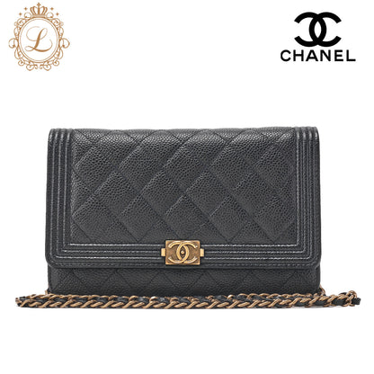 CHANEL Boy Chanel Matrasse Chain Wallet Caviar Skin Dark Navy (Gold Fittings) Women's Wallet Folding Wallet Women's Wallet [Used] [Free Shipping]