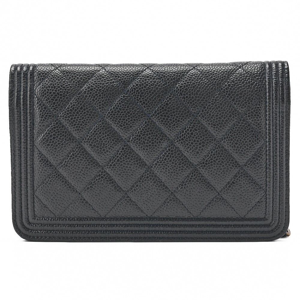 CHANEL Boy Chanel Matrasse Chain Wallet Caviar Skin Dark Navy (Gold Fittings) Women's Wallet Folding Wallet Women's Wallet [Used] [Free Shipping]