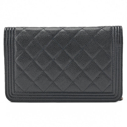 CHANEL Boy Chanel Matrasse Chain Wallet Caviar Skin Dark Navy (Gold Fittings) Women's Wallet Folding Wallet Women's Wallet [Used] [Free Shipping]