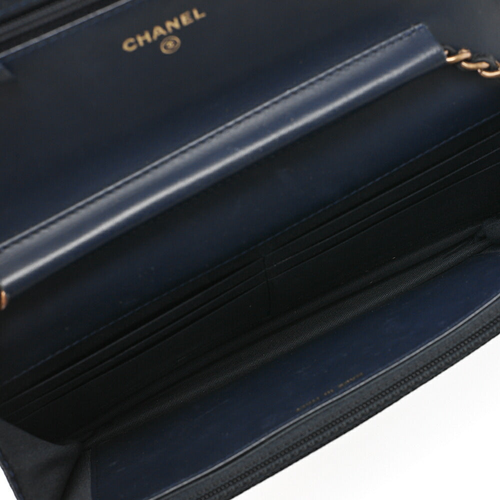 CHANEL Boy Chanel Matrasse Chain Wallet Caviar Skin Dark Navy (Gold Fittings) Women's Wallet Folding Wallet Women's Wallet [Used] [Free Shipping]