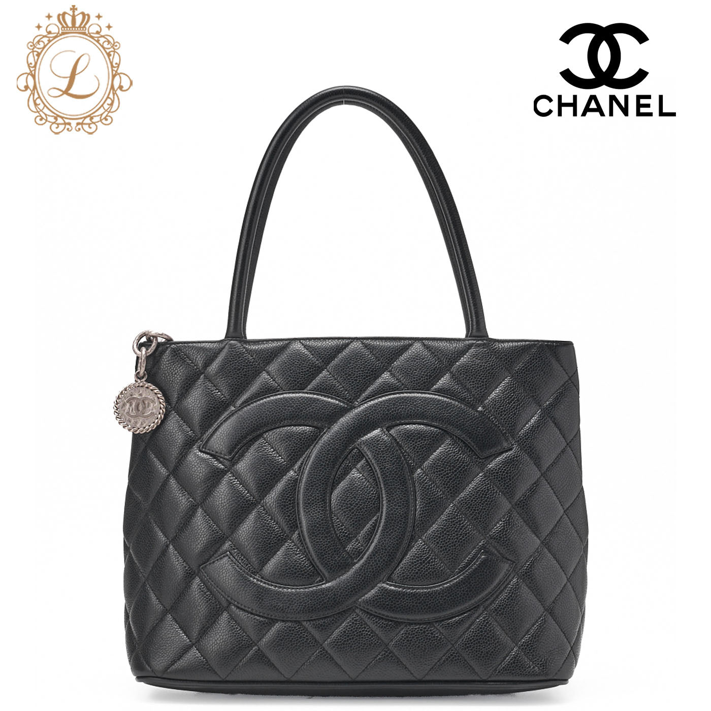 CHANEL Matlasse Reprint Tote Caviar Skin Black (Silver Fittings) Women's Bag Tote Bag High Brand [Used] [Free Shipping]