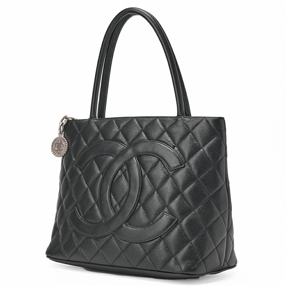 CHANEL Matlasse Reprint Tote Caviar Skin Black (Silver Fittings) Women's Bag Tote Bag High Brand [Used] [Free Shipping]