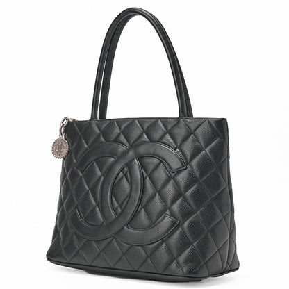 CHANEL Matlasse Reprint Tote Caviar Skin Black (Silver Fittings) Women's Bag Tote Bag High Brand [Used] [Free Shipping]