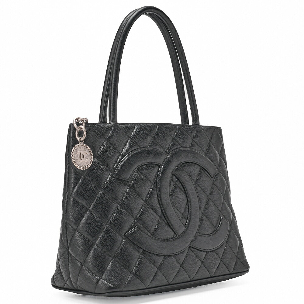 CHANEL Matlasse Reprint Tote Caviar Skin Black (Silver Fittings) Women's Bag Tote Bag High Brand [Used] [Free Shipping]