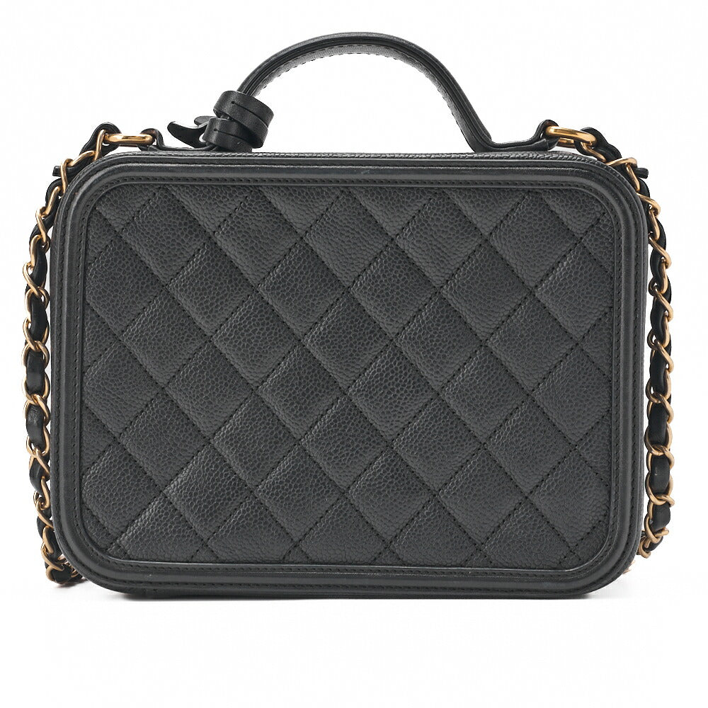 CHANEL Shoulder Bag Cocomark CC Filigree 2-Way Handbag Caviar Skin Black Gold Fittings Women's Bag Brand [Used] [Free Shipping]