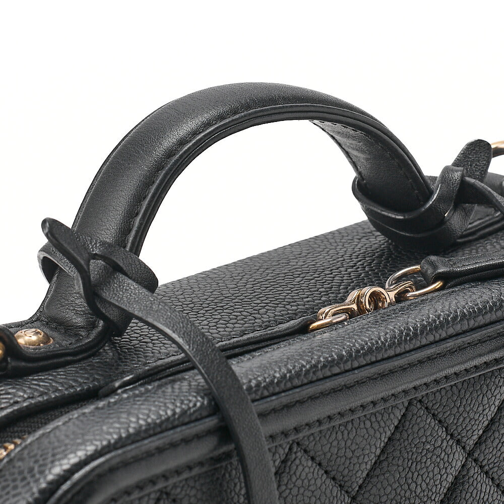 CHANEL Shoulder Bag Cocomark CC Filigree 2-Way Handbag Caviar Skin Black Gold Fittings Women's Bag Brand [Used] [Free Shipping]