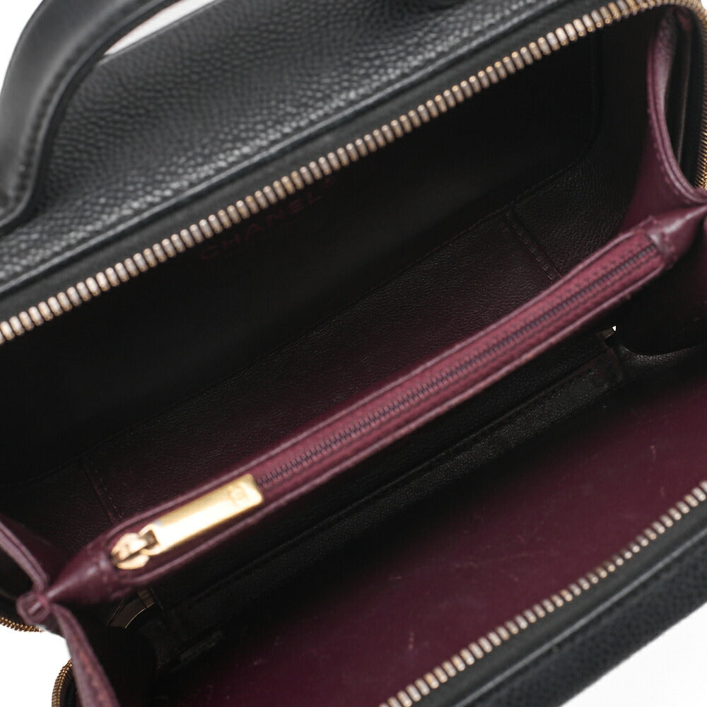 CHANEL Shoulder Bag Cocomark CC Filigree 2-Way Handbag Caviar Skin Black Gold Fittings Women's Bag Brand [Used] [Free Shipping]