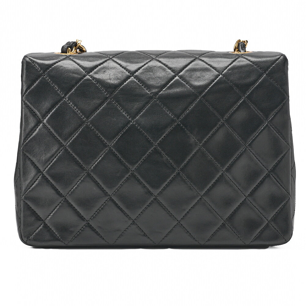 CHANEL Chain Shoulder Bag Mini Matrasse 20cm Lambskin Black Single Flap Turnlock Gold Fittings Women's [Used] [Free Shipping]