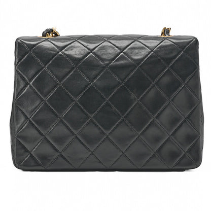 CHANEL Chain Shoulder Bag Mini Matrasse 20cm Lambskin Black Single Flap Turnlock Gold Fittings Women's [Used] [Free Shipping]