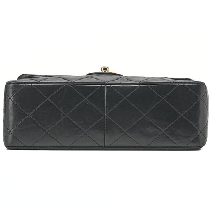 CHANEL Chain Shoulder Bag Mini Matrasse 20cm Lambskin Black Single Flap Turnlock Gold Fittings Women's [Used] [Free Shipping]