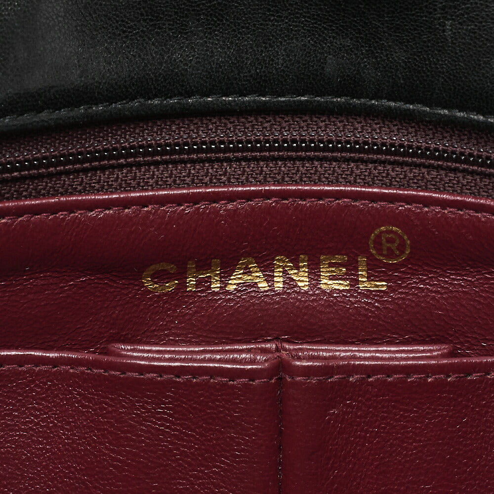 CHANEL Chain Shoulder Bag Mini Matrasse 20cm Lambskin Black Single Flap Turnlock Gold Fittings Women's [Used] [Free Shipping]