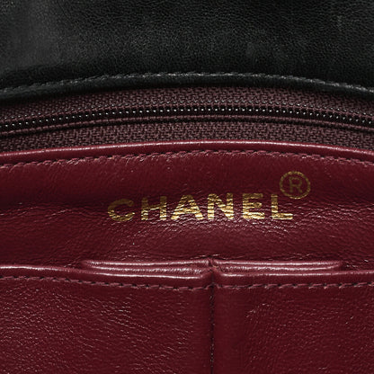 CHANEL Chain Shoulder Bag Mini Matrasse 20cm Lambskin Black Single Flap Turnlock Gold Fittings Women's [Used] [Free Shipping]