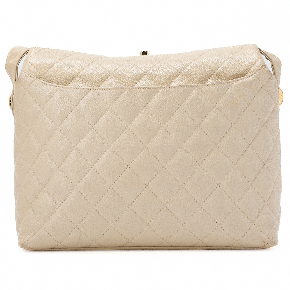 CHANEL Matlasse Upper Coco Mark Shoulder Bag Caviar Skin Beige (Gold Fittings) Women's [Used] [Free Shipping] Used Used - Good