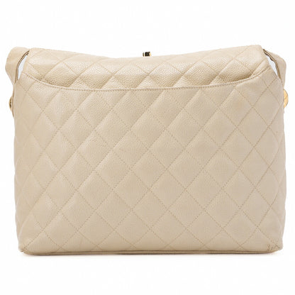 CHANEL Matlasse Upper Coco Mark Shoulder Bag Caviar Skin Beige (Gold Fittings) Women's [Used] [Free Shipping] Used Used - Good