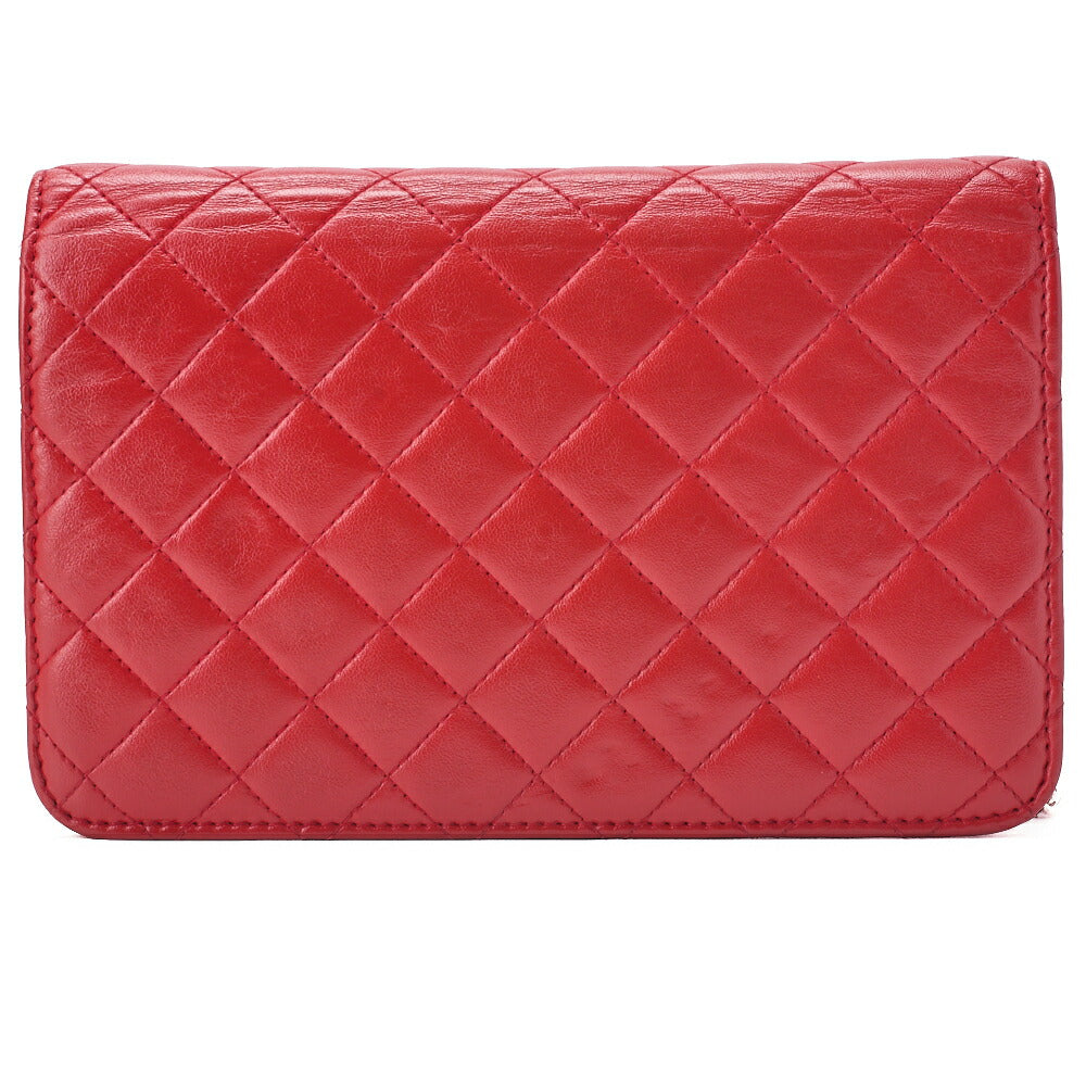 CHANEL Chain Shoulder Bag Matlasse Cocomark Chain Wallet Red Silver Hardware Brand [Used] [Free Shipping]
