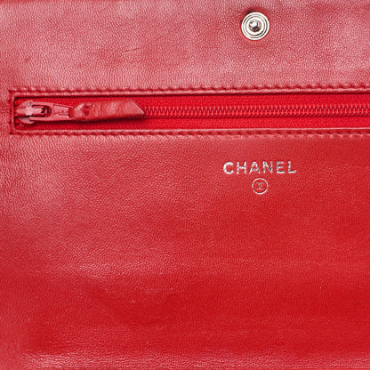 CHANEL Chain Shoulder Bag Matlasse Cocomark Chain Wallet Red Silver Hardware Brand [Used] [Free Shipping]