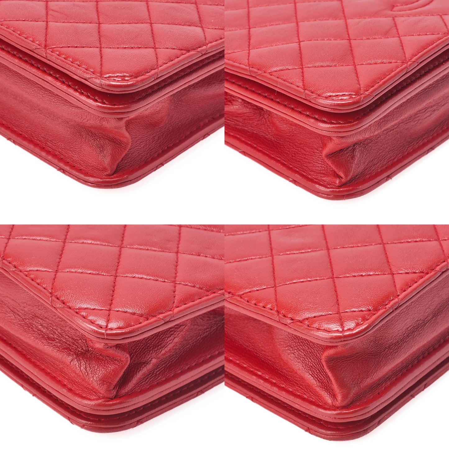 CHANEL Chain Shoulder Bag Matlasse Cocomark Chain Wallet Red Silver Hardware Brand [Used] [Free Shipping]