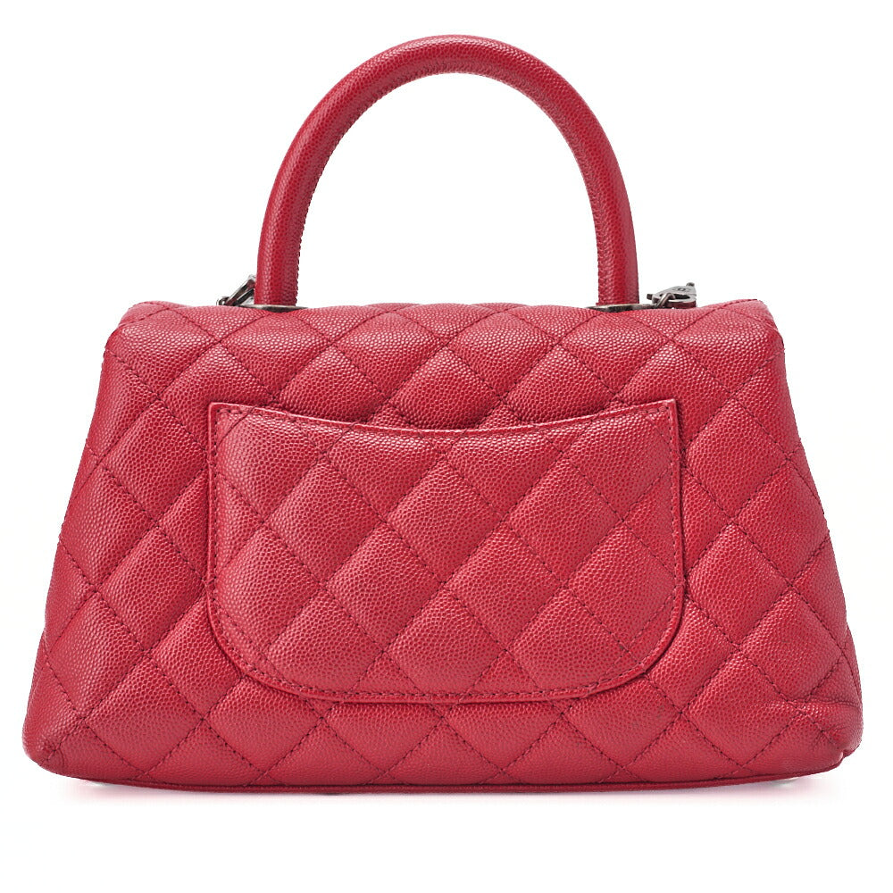 CHANEL Chain Shoulder Bag Matlasse Coco Handle 2WAY Handbag Caviar Skin Red (Silver Fittings) Women's Bag High Brand [Used] [Free Shipping] Used Used - Good