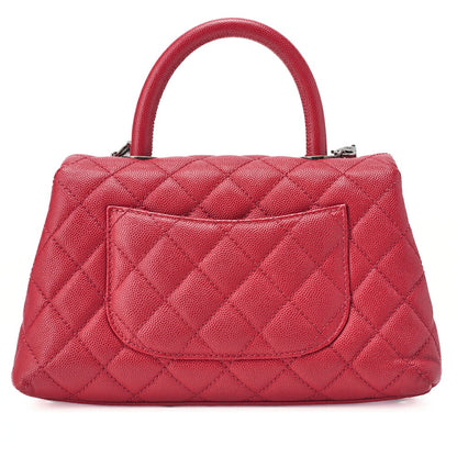 CHANEL Chain Shoulder Bag Matlasse Coco Handle 2WAY Handbag Caviar Skin Red (Silver Fittings) Women's Bag High Brand [Used] [Free Shipping] Used Used - Good