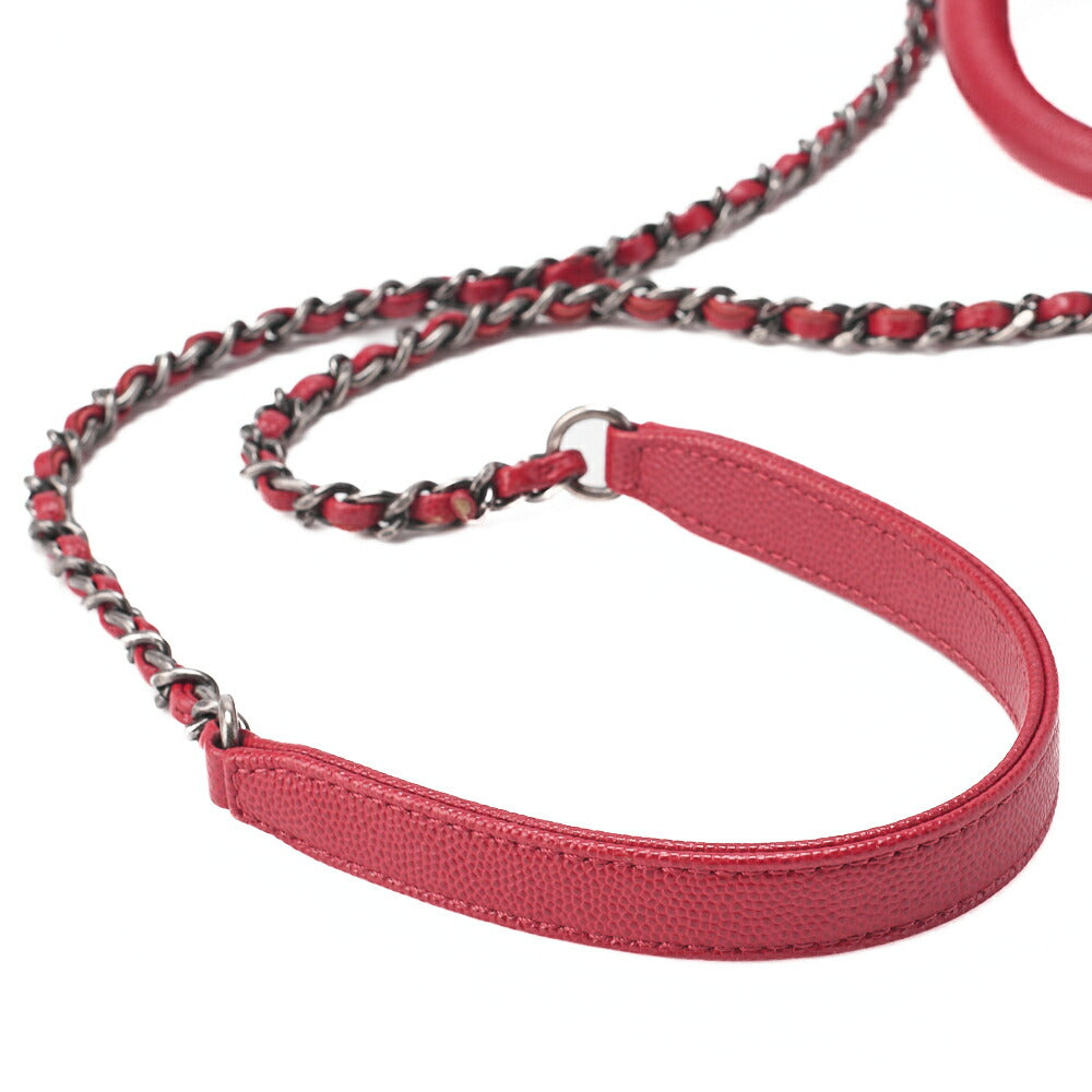 CHANEL Chain Shoulder Bag Matlasse Coco Handle 2WAY Handbag Caviar Skin Red (Silver Fittings) Women's Bag High Brand [Used] [Free Shipping] Used Used - Good