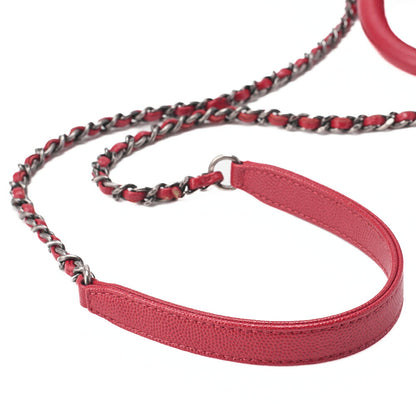 CHANEL Chain Shoulder Bag Matlasse Coco Handle 2WAY Handbag Caviar Skin Red (Silver Fittings) Women's Bag High Brand [Used] [Free Shipping] Used Used - Good