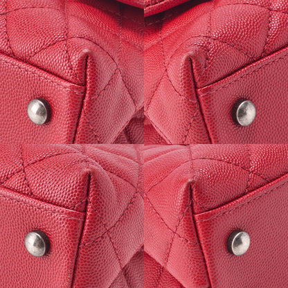 CHANEL Chain Shoulder Bag Matlasse Coco Handle 2WAY Handbag Caviar Skin Red (Silver Fittings) Women's Bag High Brand [Used] [Free Shipping] Used Used - Good