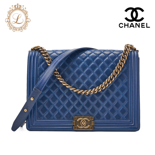CHANEL Boy Chanel Matlasse Chain Shoulder Vintage Calf Large Size Gold Fittings Women's Bag High Brand [Used] [Free Shipping]