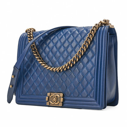 CHANEL Boy Chanel Matlasse Chain Shoulder Vintage Calf Large Size Gold Fittings Women's Bag High Brand [Used] [Free Shipping]