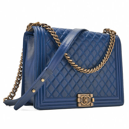 CHANEL Boy Chanel Matlasse Chain Shoulder Vintage Calf Large Size Gold Fittings Women's Bag High Brand [Used] [Free Shipping]