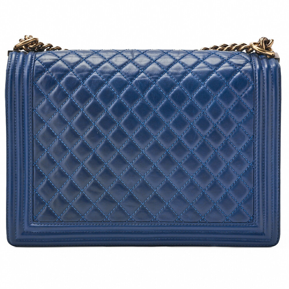CHANEL Boy Chanel Matlasse Chain Shoulder Vintage Calf Large Size Gold Fittings Women's Bag High Brand [Used] [Free Shipping]