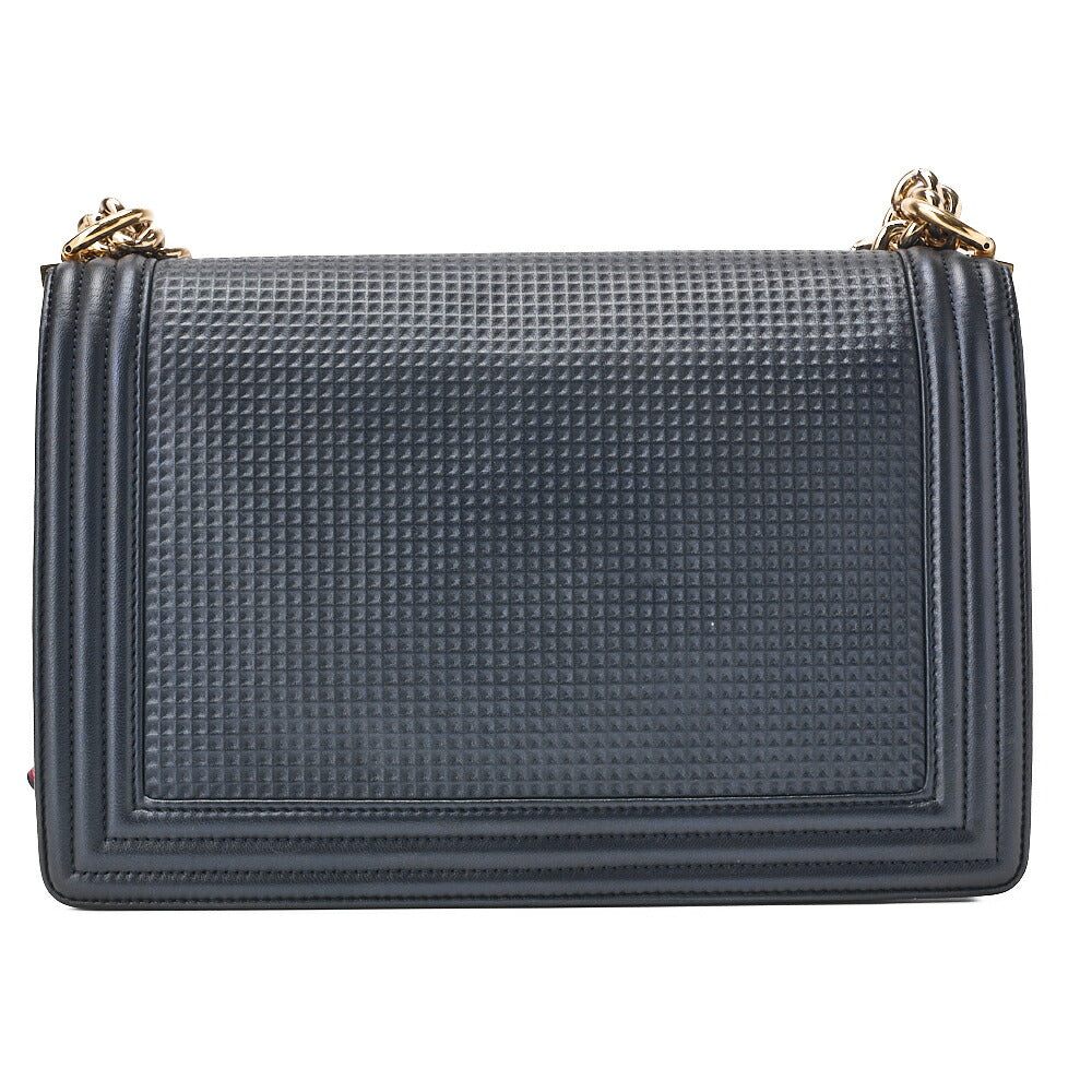 CHANEL Boy Chanel Perforated Design Chain Shoulder Lambskin Navy �~ Red Large Size (Gold Fittings) Women's Bag Shoulder Bag High Brand [Used] [Free Shipping]