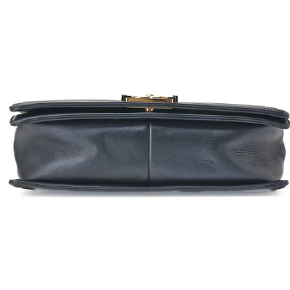 CHANEL Boy Chanel Perforated Design Chain Shoulder Lambskin Navy x Red Large Size Gold-Tone Hardware, Pre-Owned