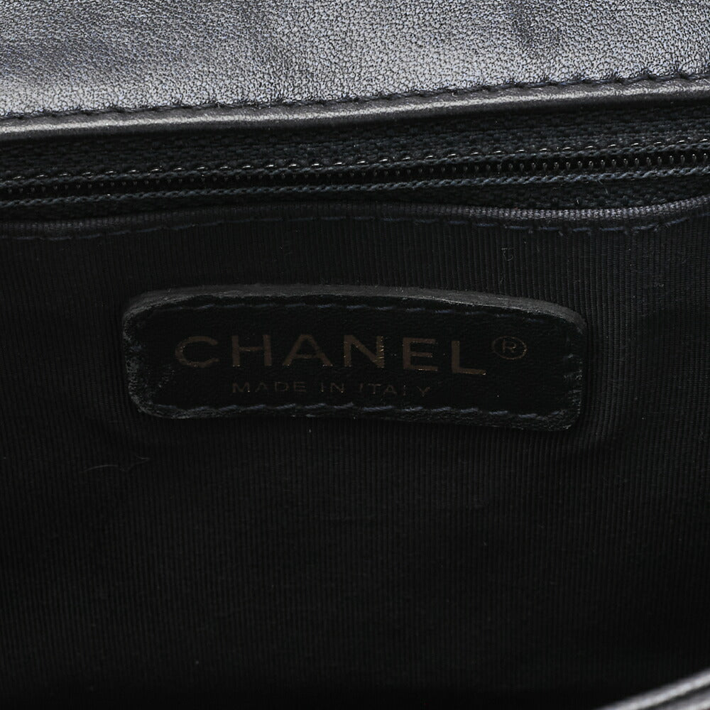 CHANEL Boy Chanel Perforated Design Chain Shoulder Lambskin Navy �~ Red Large Size (Gold Fittings) Women's Bag Shoulder Bag High Brand [Used] [Free Shipping]