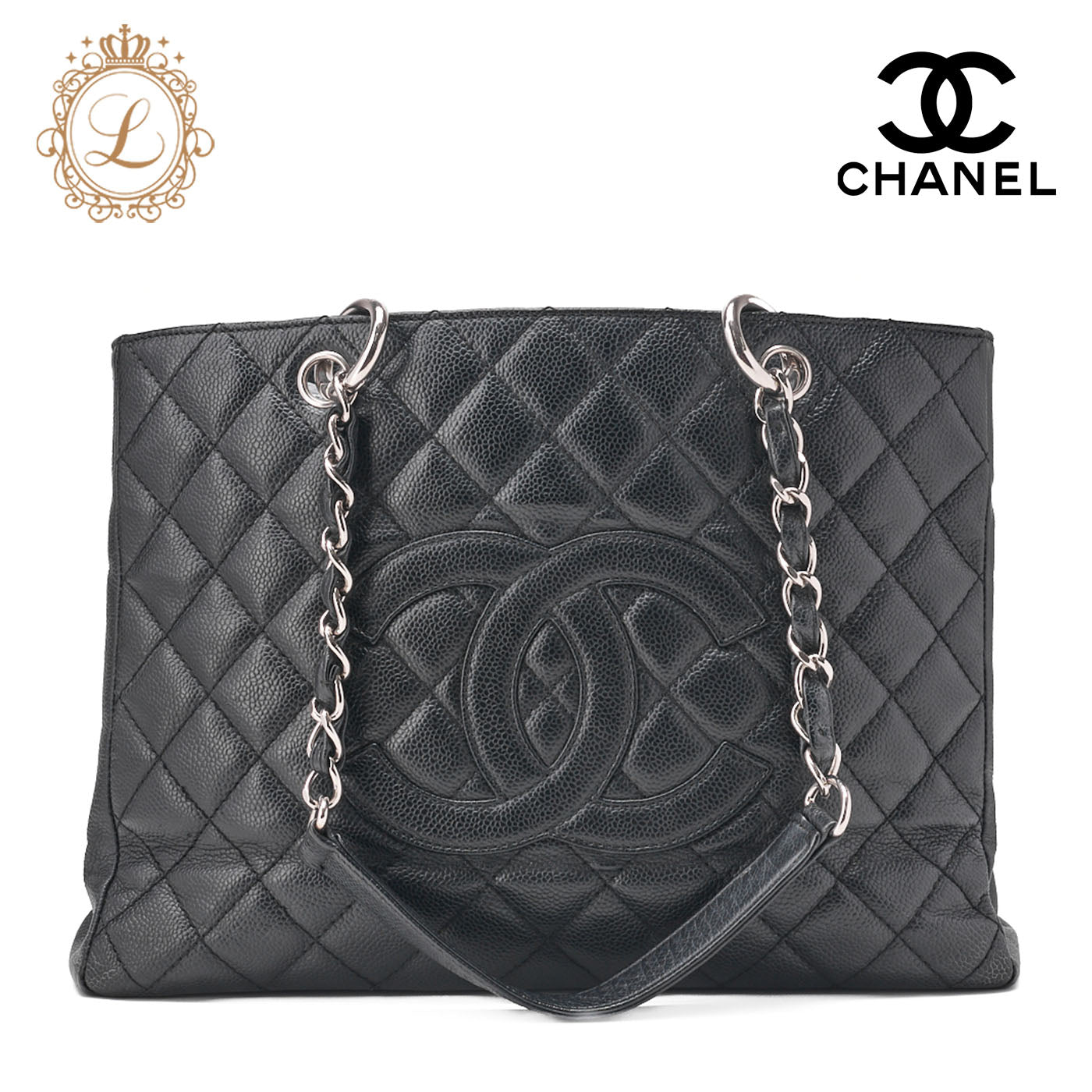 CHANEL Shoulder Bag Matlasse GST Chain Tote Caviskin Black Silver Fittings Women's Bag Brand [Used] [Free Shipping]
