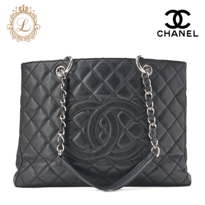 CHANEL Shoulder Bag Matlasse GST Chain Tote Caviskin Black Silver Fittings Women's Bag Brand [Used] [Free Shipping]