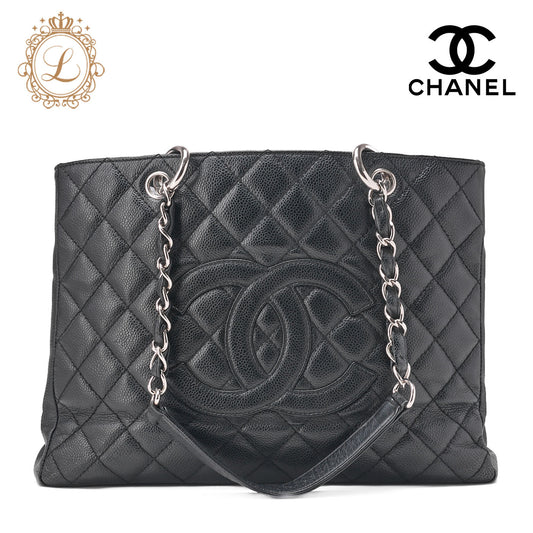 CHANEL Shoulder Bag Matlasse GST Chain Tote Caviskin Black Silver Fittings Women's Bag Brand [Used] [Free Shipping]