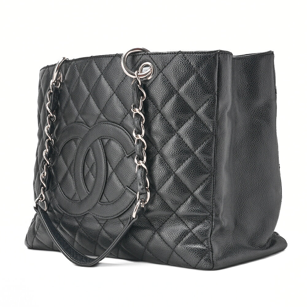 CHANEL Shoulder Bag Matlasse GST Chain Tote Caviskin Black Silver Fittings Women's Bag Brand [Used] [Free Shipping]