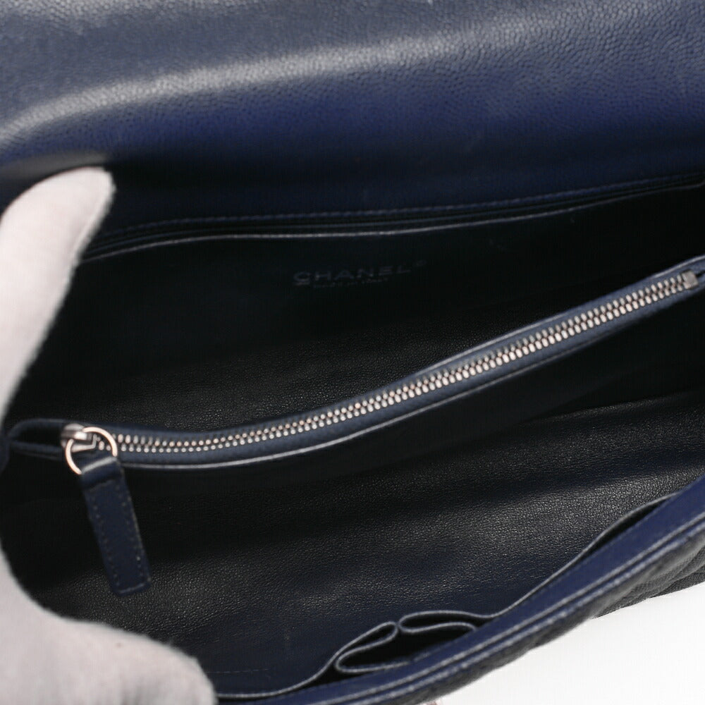 CHANEL Shoulder Bag Matlasse Coco Handle 2-Way Handbag Caviar Skin �~ Lizard Navy�~ Bordeaux Silver Fittings Women's Bag Brand [Used] [Free Shipping]