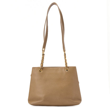 CHANEL Chain Shoulder Bag Tote Bag Outside Flap Caviar Skin Beige (Gold Fittings) Women's High Brand [Used] [Free Shipping]