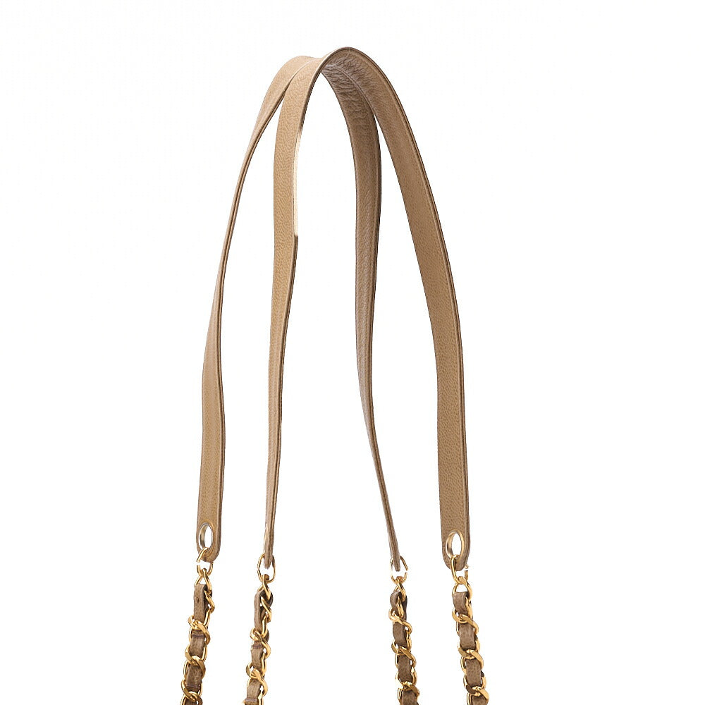 CHANEL Chain Shoulder Bag Tote Bag Outside Flap Caviar Skin Beige (Gold Fittings) Women's High Brand [Used] [Free Shipping]