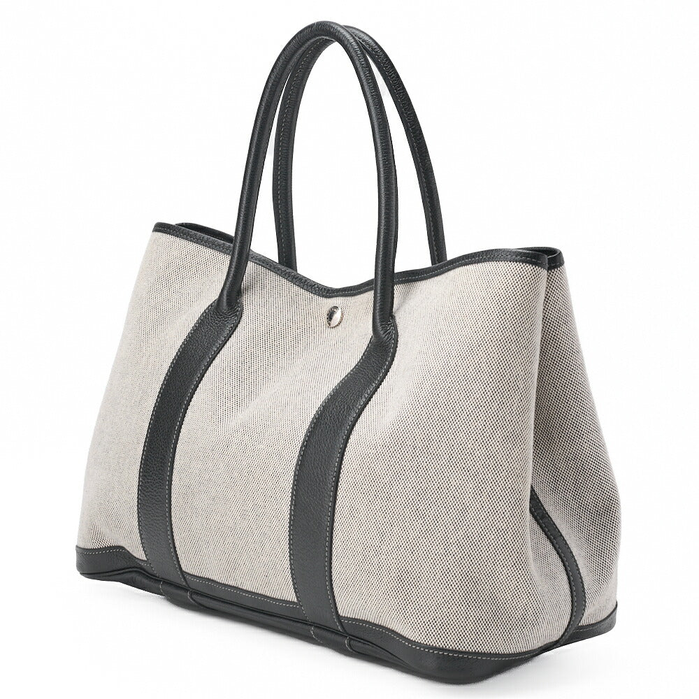 HERMES Garden Party PM Tote Bag to Negonda �~ Canvas Grey (Silver Fittings) Women's [Used] [Free Shipping]