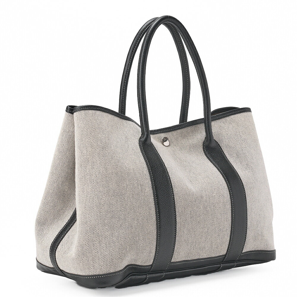 HERMES Garden Party PM Tote Bag to Negonda �~ Canvas Grey (Silver Fittings) Women's [Used] [Free Shipping]