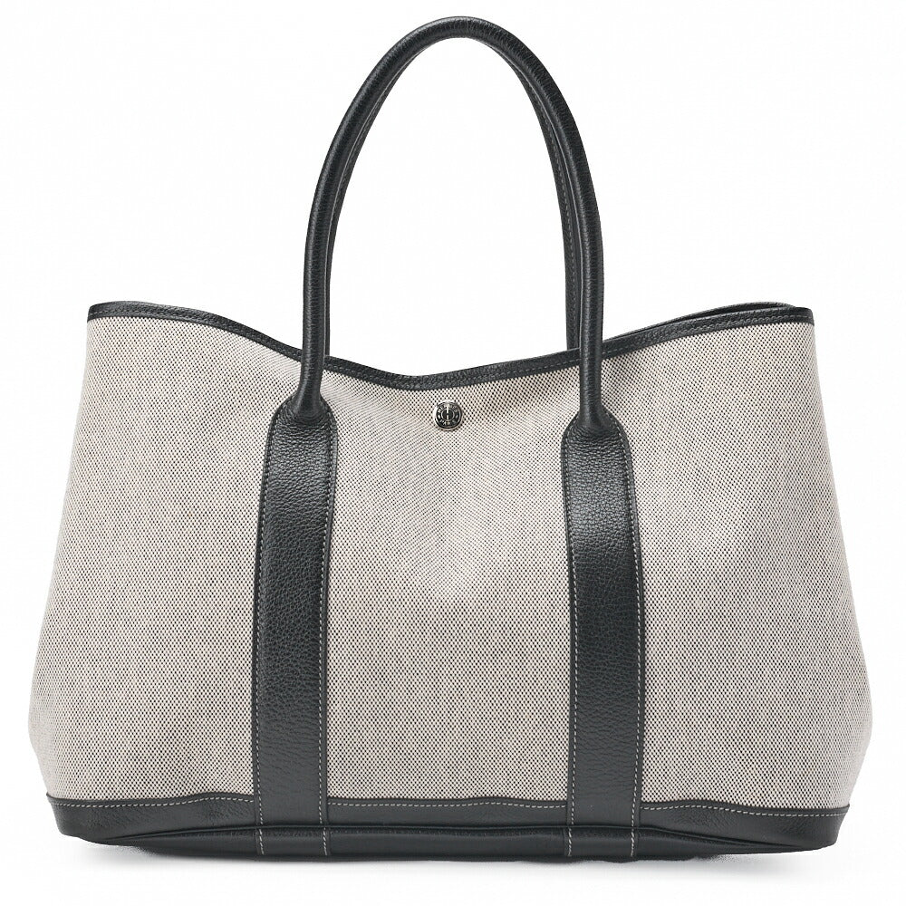HERMES Garden Party PM Tote Bag to Negonda �~ Canvas Grey (Silver Fittings) Women's [Used] [Free Shipping]