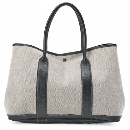HERMES Garden Party PM Tote Bag to Negonda �~ Canvas Grey (Silver Fittings) Women's [Used] [Free Shipping]